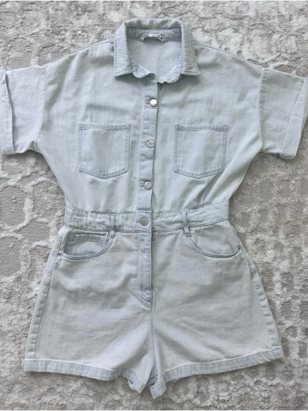 ZARA Light Wash Denim Romper